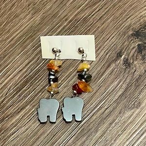 Handmade elephant beaded earrings